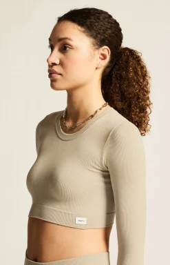Collective Rib Cropped Ls Top W